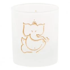 Kheops International Ganesha Etched Glass Votive Candle Holder Candles & Accessories