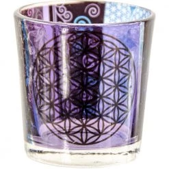 Kheops International Flower Of Life Printed Glass Votive Candle Holder