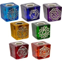 Kheops International Candles & Accessories Chakra Mini Glass Candle Holder Cubes