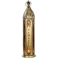 Kheops International Namaste Glass & Metal Lantern ~ Gold ~ Candle Holder Candles & Accessories
