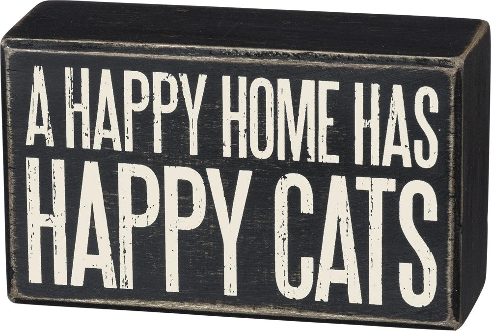 Primitives By Kathy A Happy Home Has Happy Cats Box Sign 3 Primitives By Kathy A Happy Home Has Happy Cats Box Sign