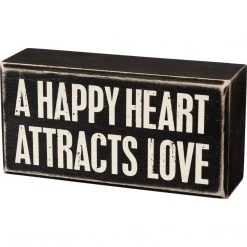Primitives By Kathy A Happy Heart Attracts Love Box Sign