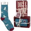 Primitives By Kathy Dogs & Wine Make Everything Fine Socks & Box Sign Gift Set