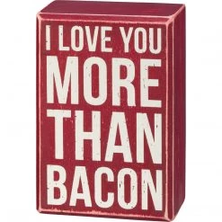 Primitives By Kathy Socks! Socks! Socks! I Love You More Than Bacon Socks & Box Sign Gift Set