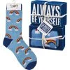 Primitives By Kathy Socks! Socks! Socks! Always Be Yourself Socks & Box Sign Gift Set