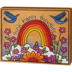 Primitives By Kathy Think Happy Thoughts - Box Sign