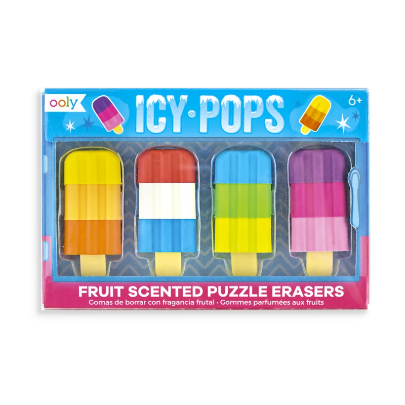 Ooly Icy Pops Fruit-Scented Popsicle Erasers Set 3 Ooly Icy Pops Fruit-Scented Popsicle Erasers Set