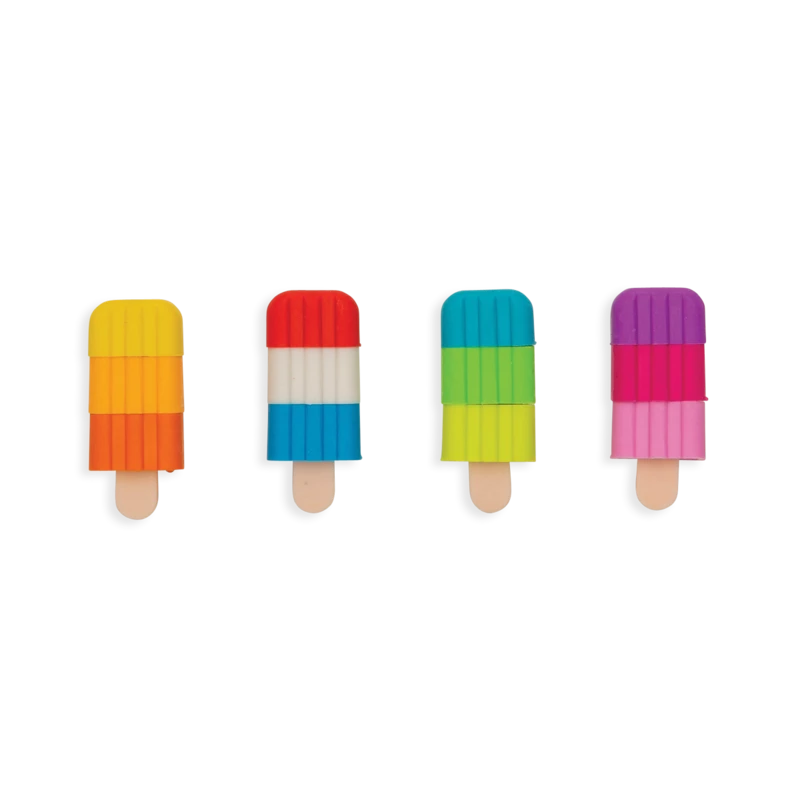 Ooly Icy Pops Fruit-Scented Popsicle Erasers Set 4 Ooly Icy Pops Fruit-Scented Popsicle Erasers Set