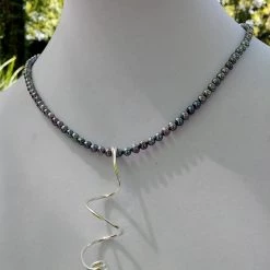 Dawn Welburn - Consignment Lavender Freshwater Pearl Necklace With Freeform Silver Pendant Local Artisan Handmade Gifts