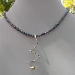 Dawn Welburn - Consignment Lavender Freshwater Pearl Necklace With Freeform Silver Pendant Local Artisan Handmade Gifts