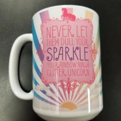 Tree Free Greetings Rainbow Ninja Glitter Unicorn Mug Unicorns