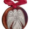 Raku Potteryworks Angel Gifts Angel With Heart Silhouette Medallion Ornament From Raku Pottery