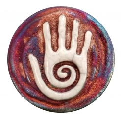 Raku Potteryworks New Arrivals! Healing Hand Medallion Magnet From Raku Pottery