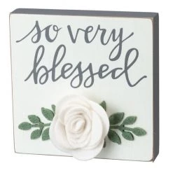 Primitives By Kathy So Very Blessed Floral Accent Block Sign Box Signs