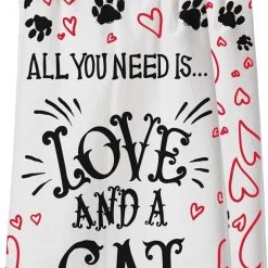Primitives By Kathy Sale! All You Need Is... Love And A Cat Dish Towel