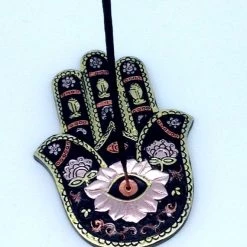 Fantasy Gifts Black And Gold Hamsa Hand Incense Burner Incense & Accessories