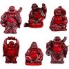 Kheops International 2" Redstone Buddha Figurines (Safe Travels, Prosperity, Love, Spiritual Journey, Happy Home, And Long Life)
