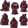 Kheops International 1" Redstone Buddha Figurines (Safe Travels, Prosperity, Love, Spiritual Journey, Happy Home, And Long Life) Sale!
