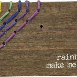 Primitives By Kathy Rainbows Make Me Happy - Stitched Block Magnet