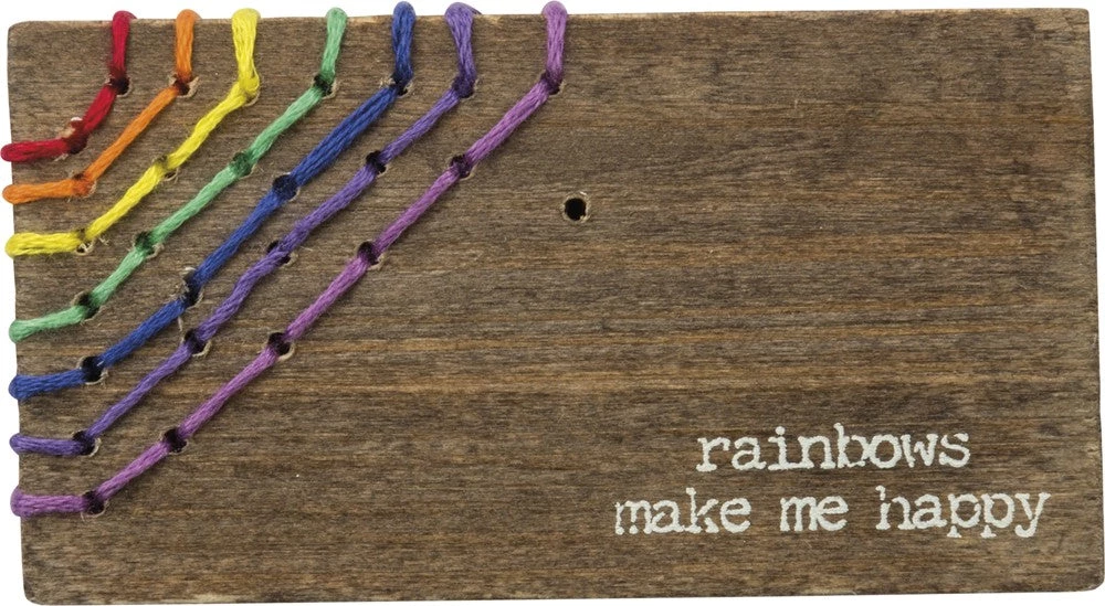 Primitives By Kathy Rainbows Make Me Happy - Stitched Block Magnet 3 Primitives By Kathy Rainbows Make Me Happy - Stitched Block Magnet