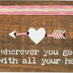Primitives By Kathy Sale! Go With All Your Heart - Stitched Block Magnet