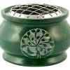 Om Imports Tree Of Life Carved Natural Stone Screen Charcoal Incense Burner Incense & Accessories