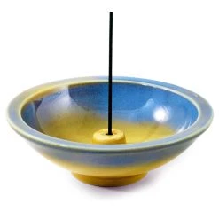 Shoyeido Azure Ceramic Round Incense Holder Incense & Accessories