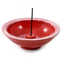 Shoyeido Incense & Accessories Crimson Ceramic Round Incense Holder