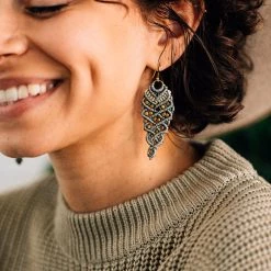Ten Thousand Villages Regal Macramé Earrings Handcrafted In Nepal