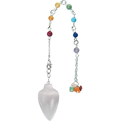 Kheops International Metaphysical & Divination Gifts Selenite Chakra Chain Curved Pendulum 3 Kheops International Metaphysical & Divination Gifts Selenite Chakra Chain Curved Pendulum