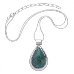 Ten Thousand Villages Global Fair Trade Gifts Turquoise Teardrop Sterling Silver Necklace Handcrafted In Peru