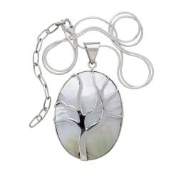 Ten Thousand Villages Mother Of Pearl Tree Of Light Sterling Silver Necklace Handcrafted In Peru