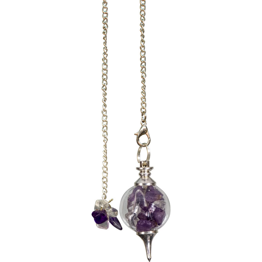Kheops International Amethyst & Crystal Chips Glass Sephoroton Pendulum - Healing 3 Kheops International Amethyst & Crystal Chips Glass Sephoroton Pendulum - Healing