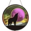 Kheops International Howling Wolf Glass Suncatcher Prisms & Hanging Crystals