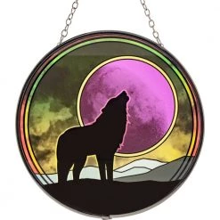 Kheops International Howling Wolf Glass Suncatcher Prisms & Hanging Crystals