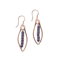 Ten Thousand Villages Beaded Leaf Copper Earrings Handcrafted In India