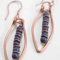 Ten Thousand Villages Beaded Leaf Copper Earrings Handcrafted In India