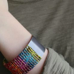 Ten Thousand Villages Rainbow Ribbon Cuff Bracelet Handcrafted In India