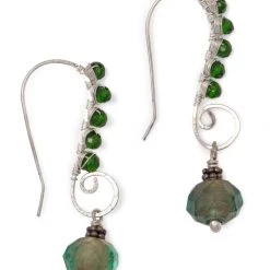 Ten Thousand Villages Green Galaxy Earrings Handcrafted In India