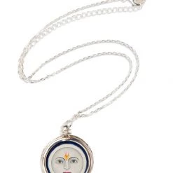 Ten Thousand Villages Sun & Moon Handpainted Pendant Sterling Silver Necklace Handcrafted In India Global Fair Trade Gifts