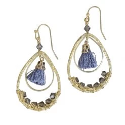 Ten Thousand Villages Tassel Teardrop Bead Occasion Earrings Handcrafted In India