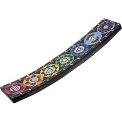 Kheops International Chakras Symbols ~ Black Soapstone Incense Holder