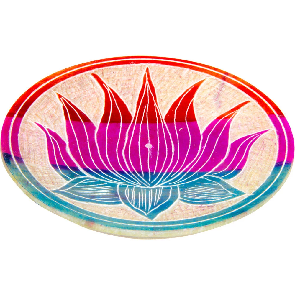 Kheops International Lotus Flower Soapstone Round Incense Holder Incense & Accessories 3 Kheops International Lotus Flower Soapstone Round Incense Holder Incense & Accessories