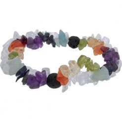 Kheops International Chakras Double Strand Clear Quartz Gemstone Chips And Lava Stones Bracelet ~ A Joy Alchemy Gift Joy Alchemy Collection