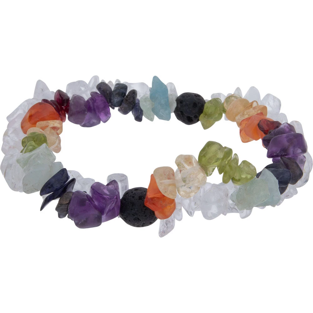 Kheops International Chakras Double Strand Clear Quartz Gemstone Chips And Lava Stones Bracelet ~ A Joy Alchemy Gift Joy Alchemy Collection 4 Kheops International Chakras Double Strand Clear Quartz Gemstone Chips And Lava Stones Bracelet ~ A Joy Alchemy Gift Joy Alchemy Collection