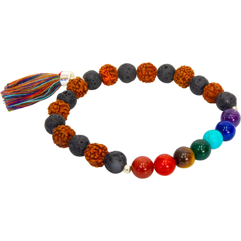 Kheops International Chakra Gemstones And Lava Stone Rudraska Prayer Bracelet ~ A Joy Alchemy Gift 3 Kheops International Chakra Gemstones And Lava Stone Rudraska Prayer Bracelet ~ A Joy Alchemy Gift