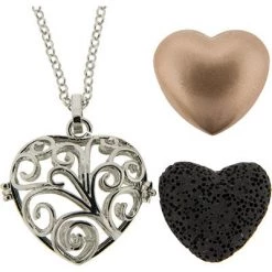 Kheops International Aromatherapy Lava Necklace ~ Heart Pendant