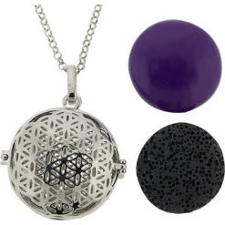 Kheops International Aromatherapy Gifts Aromatherapy Lava Necklace ~ Large Flower Of Life Pendant