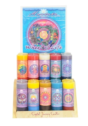 Crystal Journey Candles Mandala Pillar Candles ~ Connecting Body, Mind, And Spirit 3 Crystal Journey Candles Mandala Pillar Candles ~ Connecting Body, Mind, And Spirit