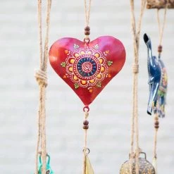 Matr Boomie Global Fair Trade Gifts Henna Treasure Heart Bell Chime Handcrafted In India